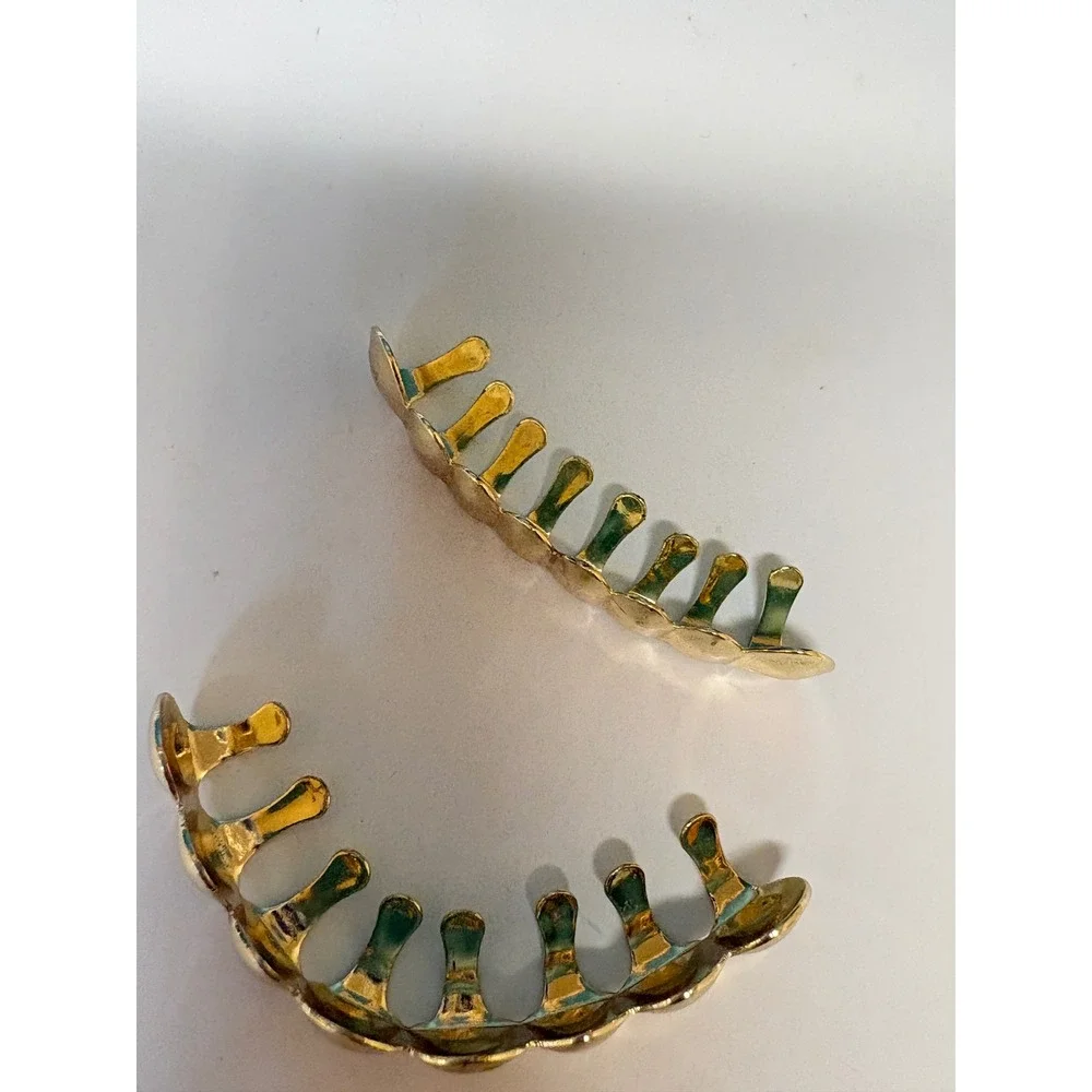 Gold Tone Plain Polished Grillz Set Top and Bottom Adjustable Teeth